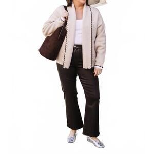 NEW FLAT WHITE dachshund cardigan sweater in oatmeal